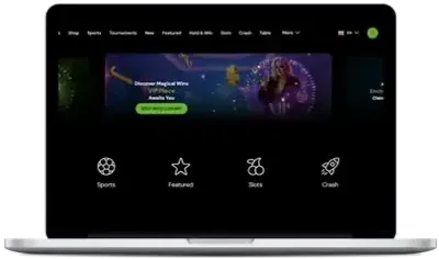 MagicWin casino lobby on a laptop